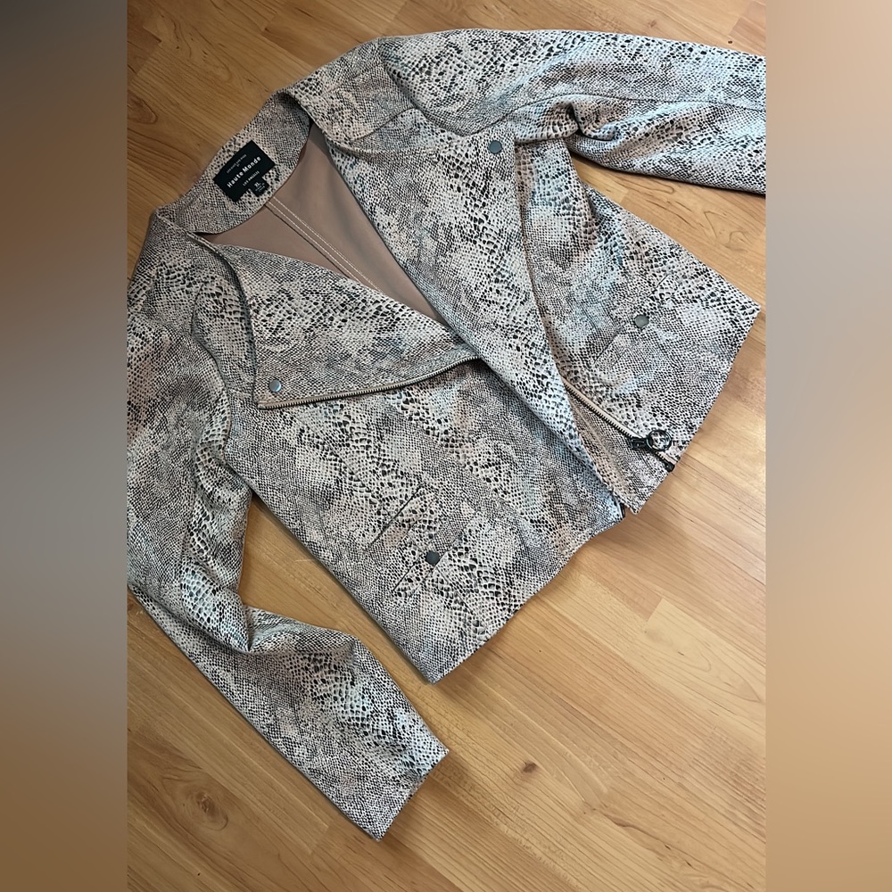 Haute Monde Faux Snakeskin Leather Moto Jacket Size XL